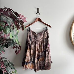 Bohemian Tie-Dye Full Skirt - Taupe and Purple